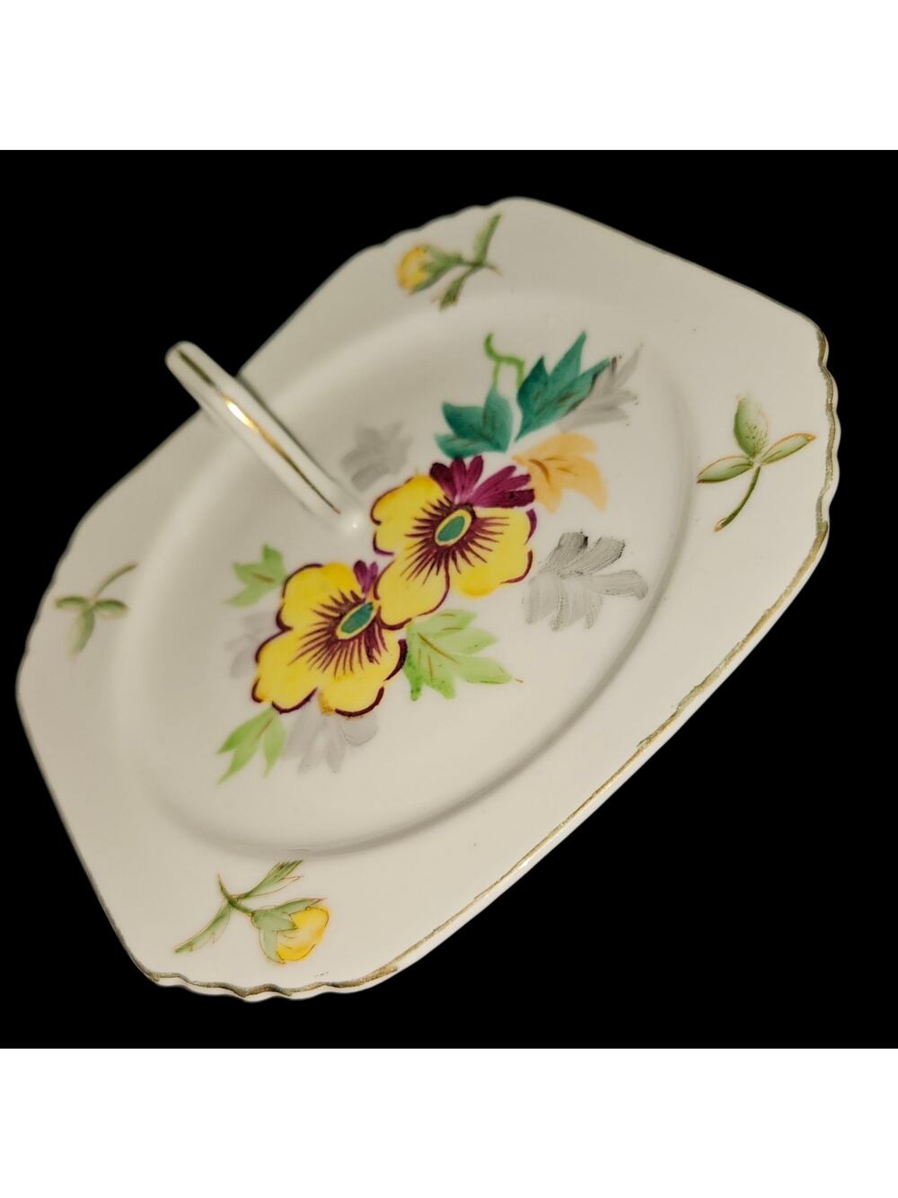 Vintage Parfaite Occupé Floral Porcelain Square Tidbit Plate